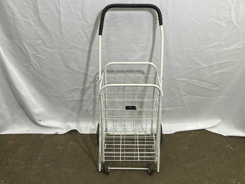 White Folding Wire Grocery Cart