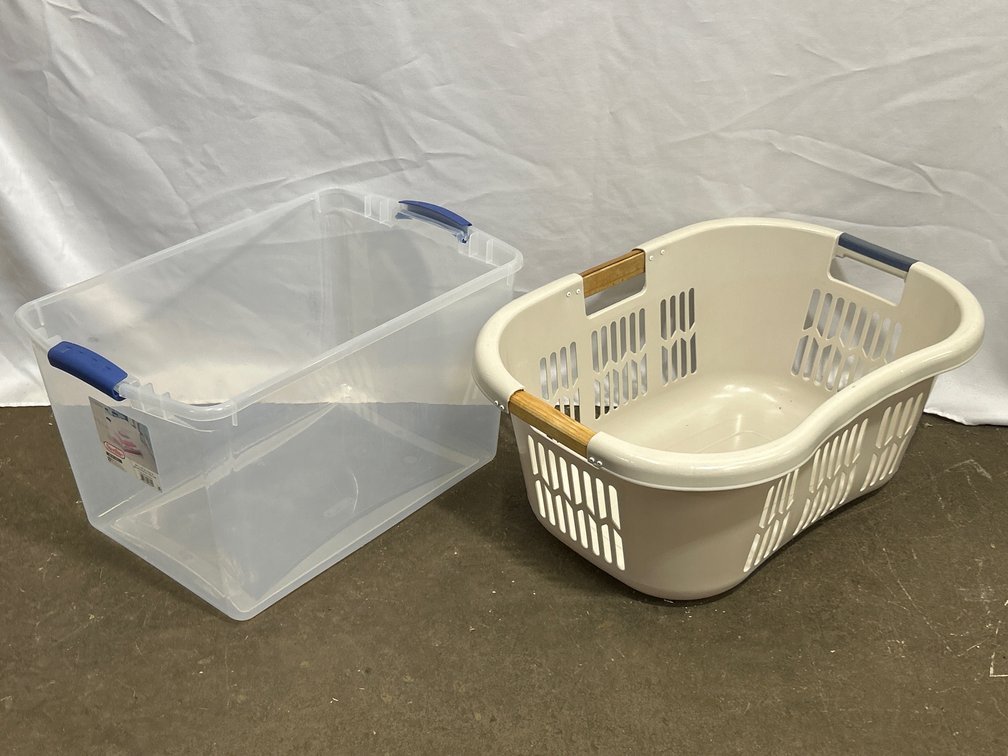 Plastic Storage Tote- Clear w/No Lid, Wash Basket