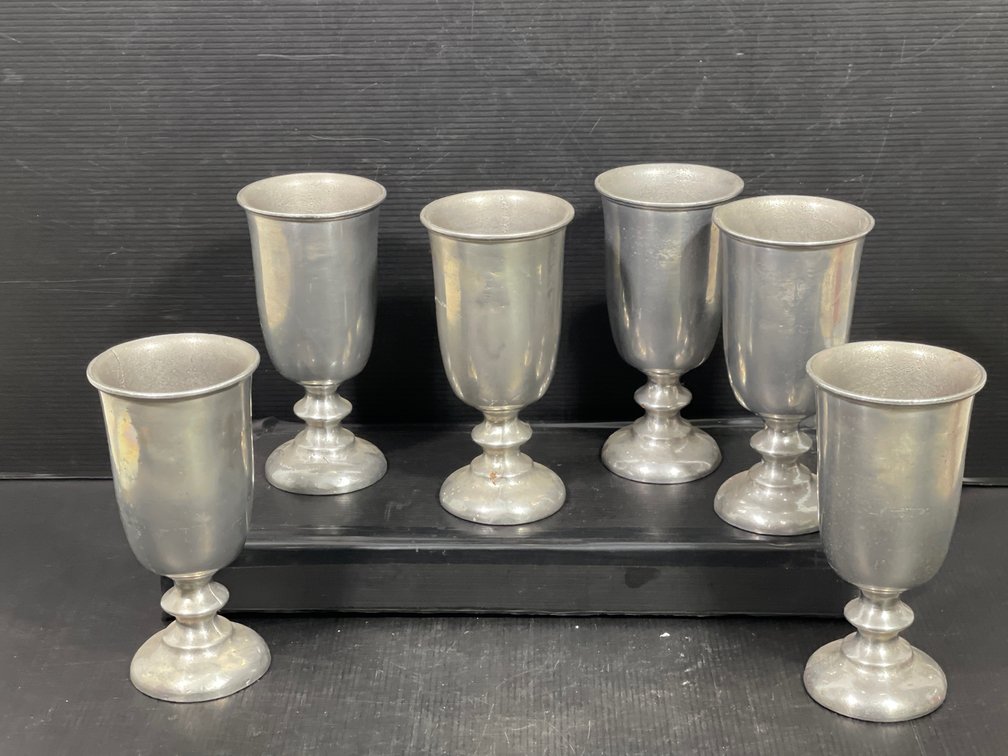 6 Cast Metal Goblets