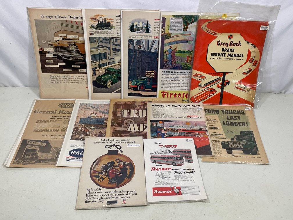 Grouping of Car/Truck Related Ads, Grey-Rock Brake Service Manual, More