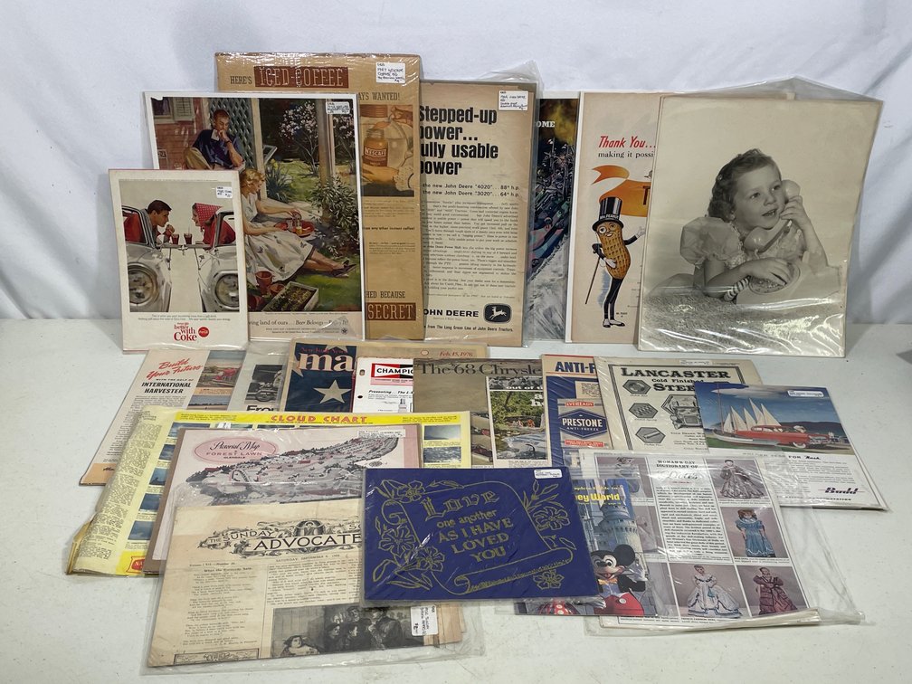 Grouping of Car Related Ads, Walt Disney World Booklet, Cloud Chart, Other Magazines
