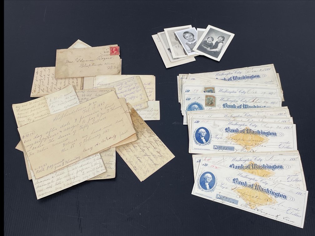 19th Century Bank Checks from Bank of Washington, Correspondence, Photos