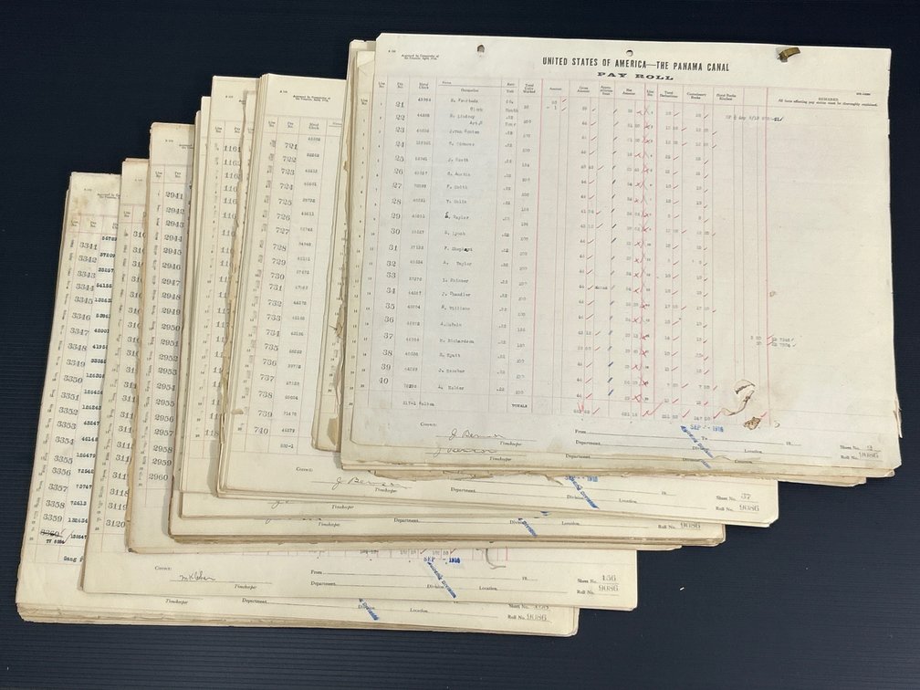 Pages from the Panama Canal Payroll Ledger