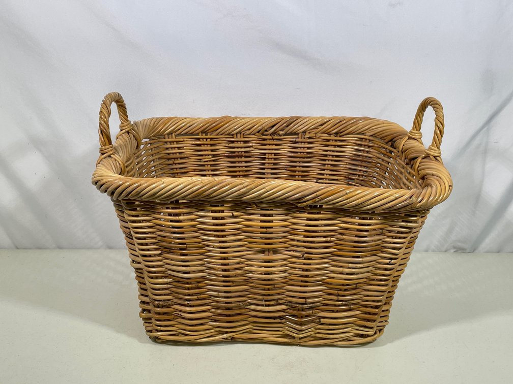 Woven Rectangular Basket with Double Handles