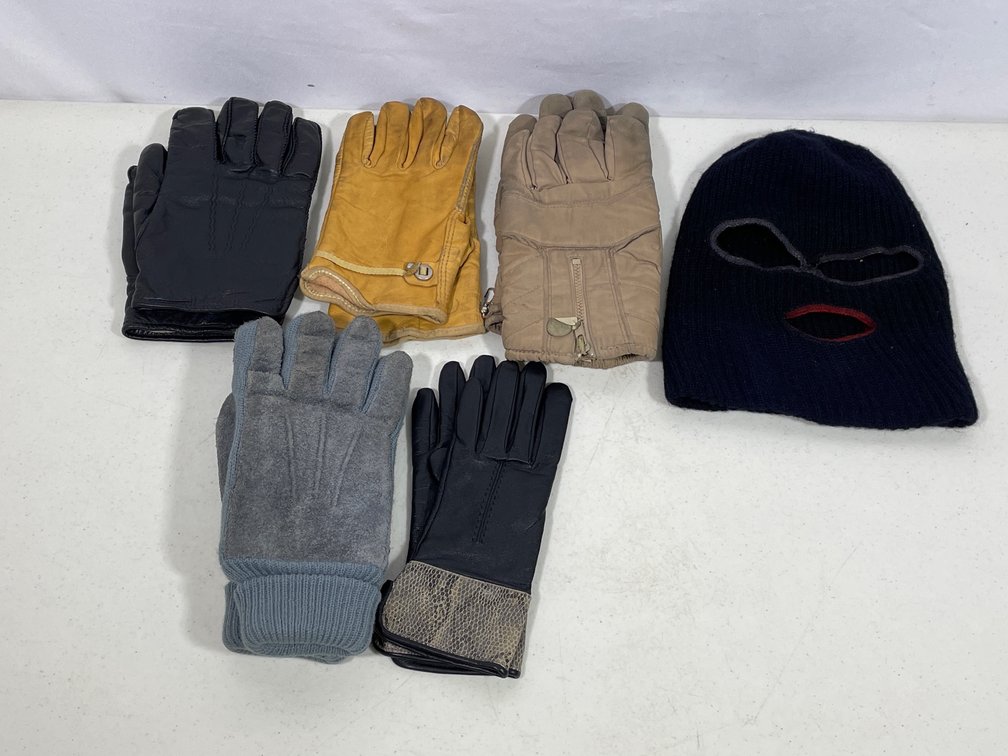 5 Pairs of Assorted Men's Gloves, Knit Strip Cap/Mask