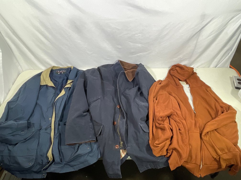 2 Canvas Jackets, Orange Hooded Sweatshirt
