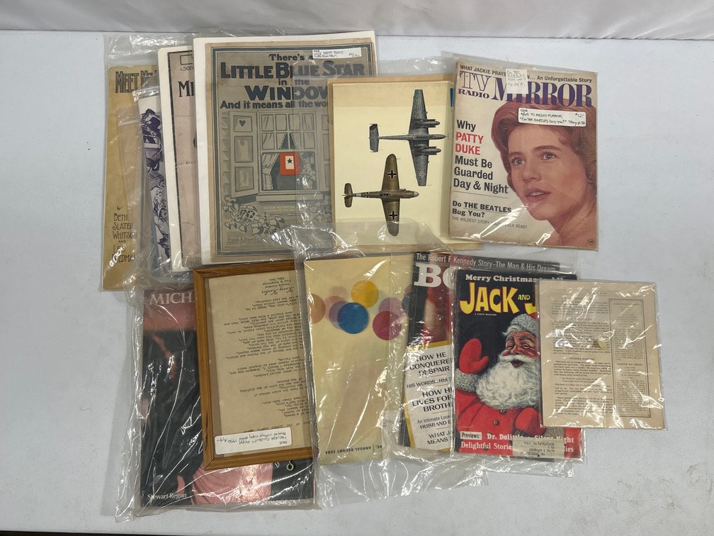 Magazines, Sheet Music, Prints, Framed "Nevada Cowboy" Poem, Articles