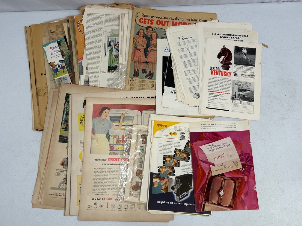 Large Grouping of Pages Extracted from Magazines- Advertisements, Articles, Etc.