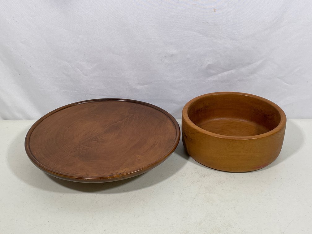 Wooden Lazy Susan and Wooden Salad Bowl