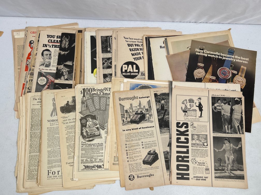 Large Grouping of Pages Extracted from Magazines- Advertisements, Articles, Etc.