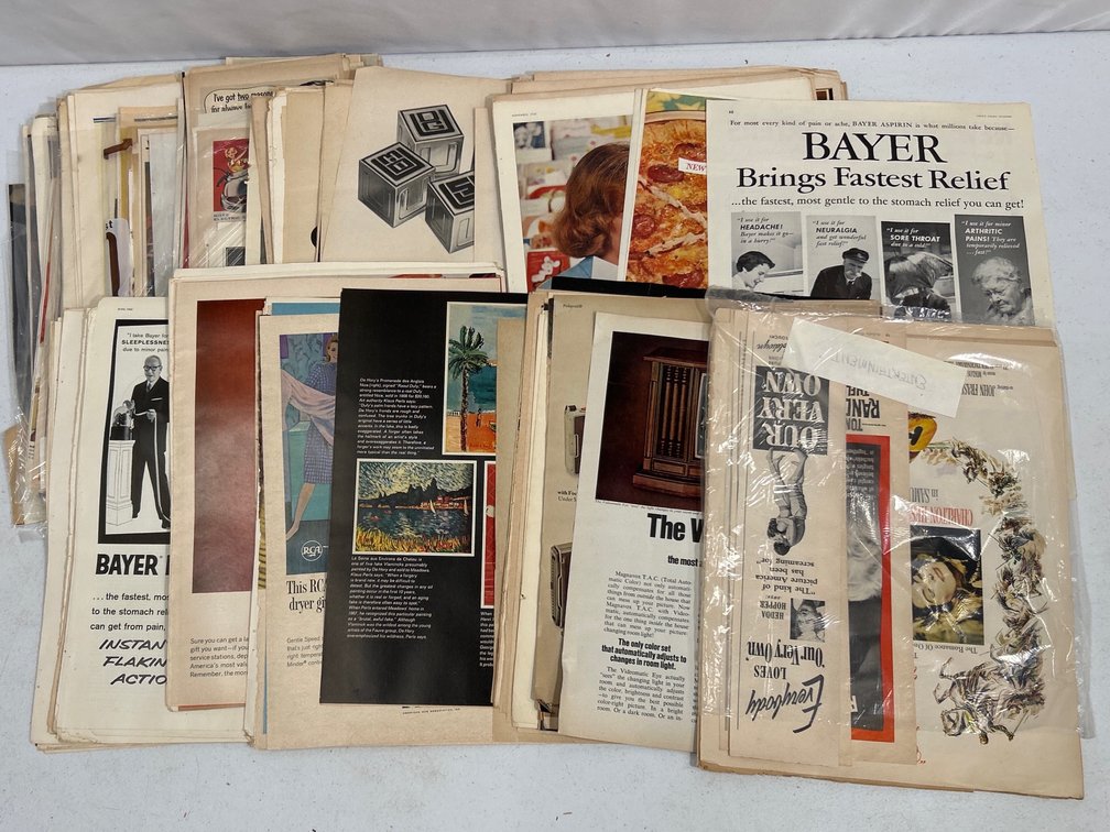 Large Grouping of Pages Extracted from Magazines- Advertisements, Articles, Etc.