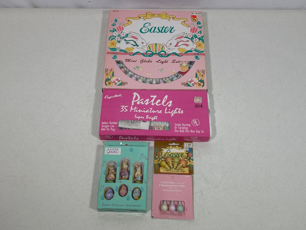 Easter Lights- Pastel Minis, Replacement Bulbs and Pack of Easter Ornaments
