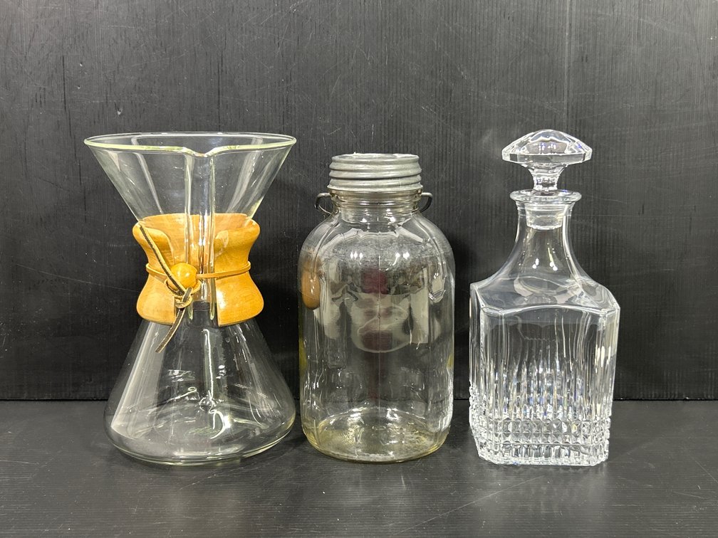 Decanter, Chemex Coffee Maker, and Canning Jar with  Zinc Lid & Handle