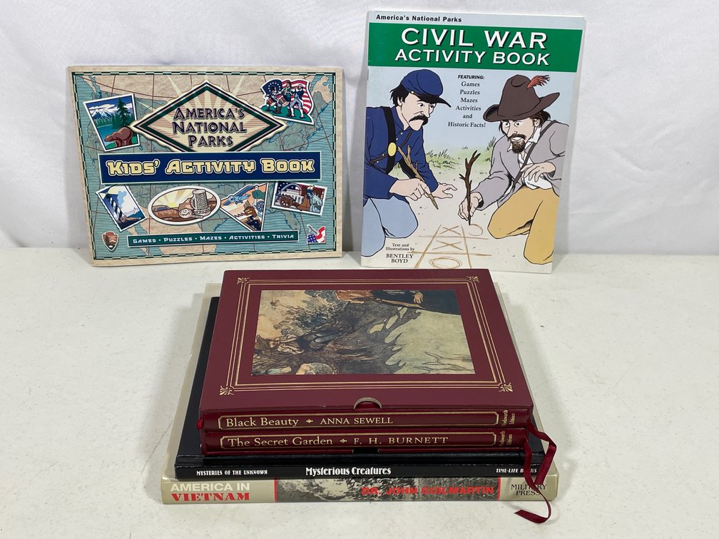Books Lot- 6 Fiction & Non-Fiction Titles, Including 2 Activity Books