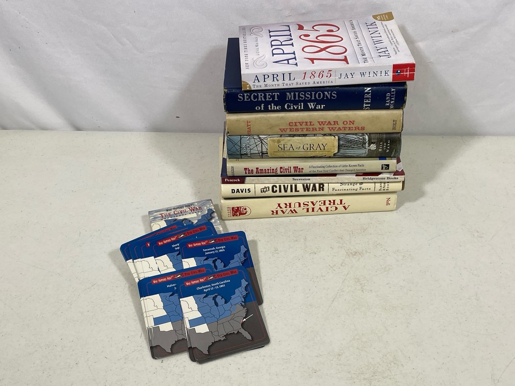 Books Lot- 8 Titles Relating to the Civil War & "What Happened Here" Civil War Cards