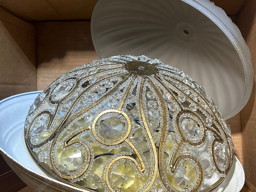 Metal & Glass Beaded Ceiling Light Fixture