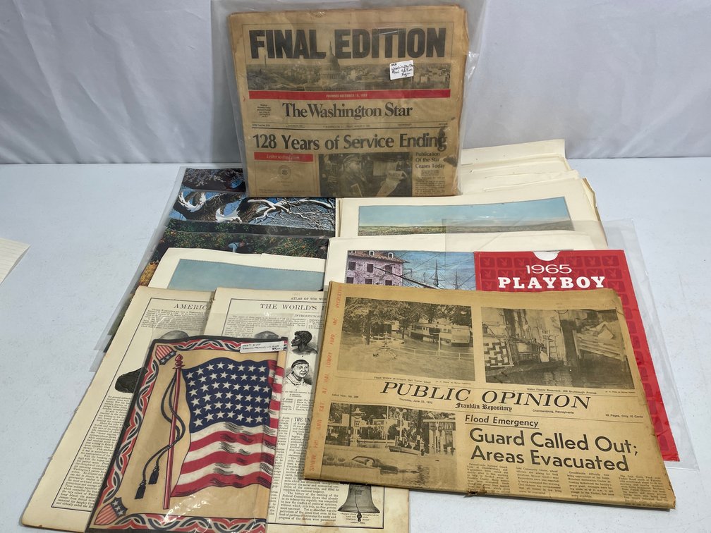 Washington Star Final Edition, 1965 Playboy Calendar, Tobacco Premium Flag, More