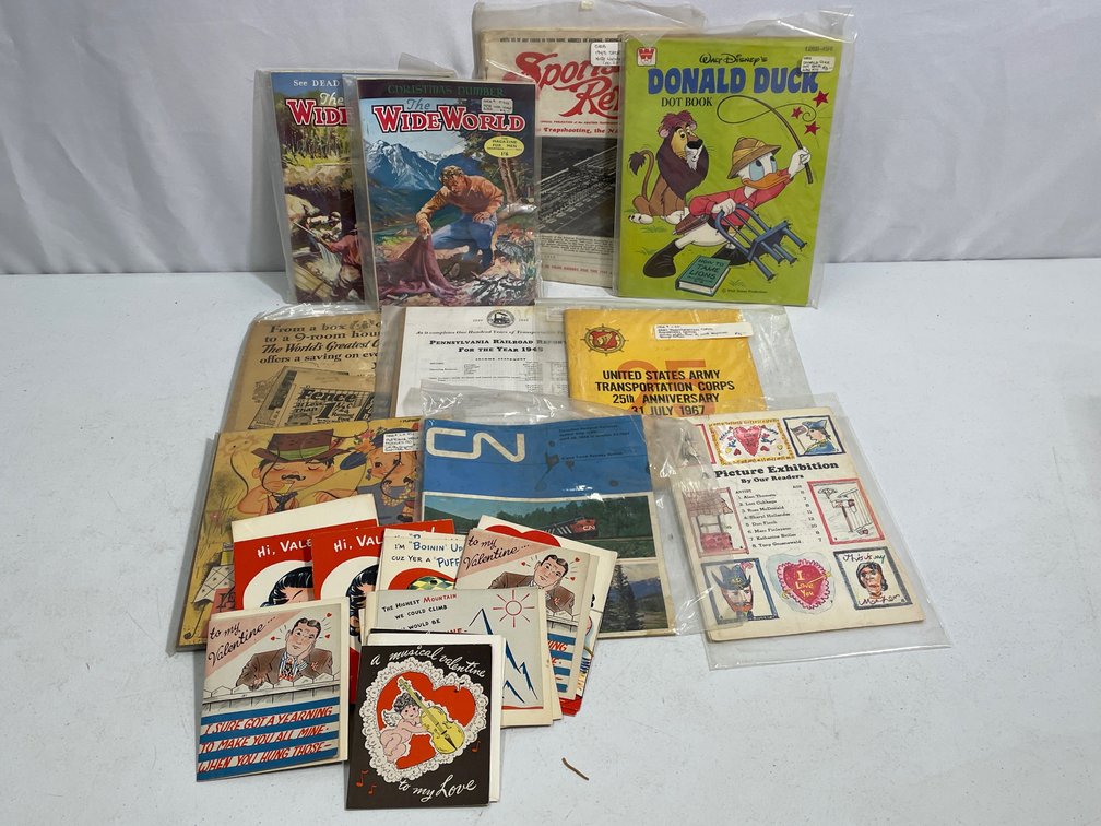 2 Issues of The Wide World, Vintage Valentines, Children's Books, PA RR Reports, More
