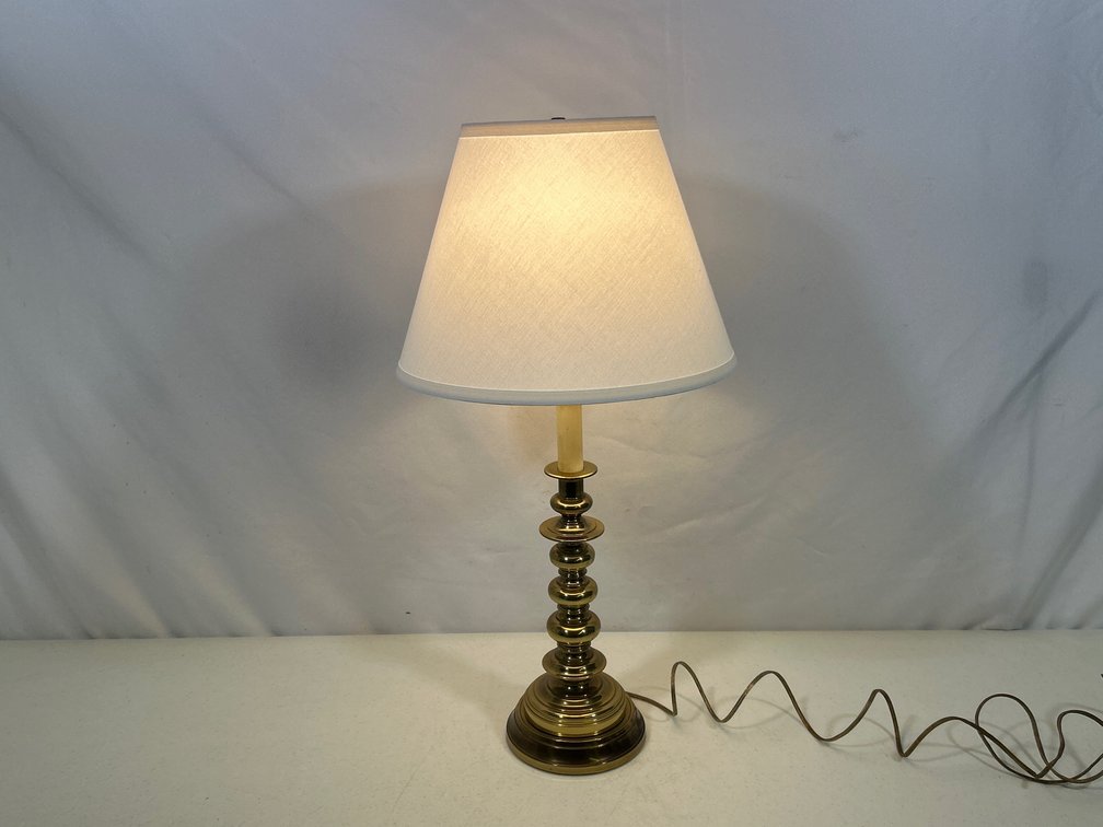 Brass Base Table Lamp with White Shade