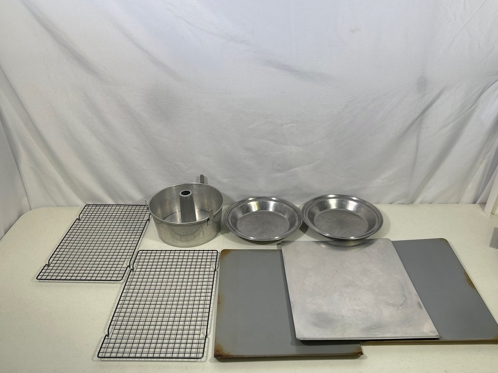 Metal Bakeware- Angel Food Pan, Pie Pans, Wire Cooling Racks, Cookie Sheets
