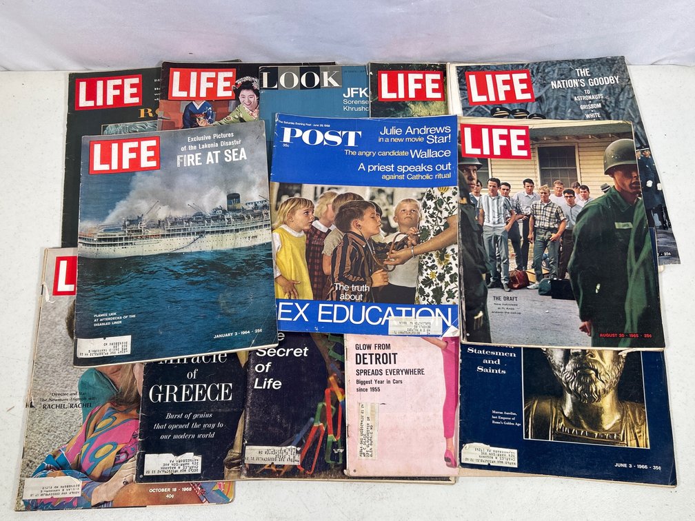 Magazine Issues- Life, Post, Look, 11 Issues Total