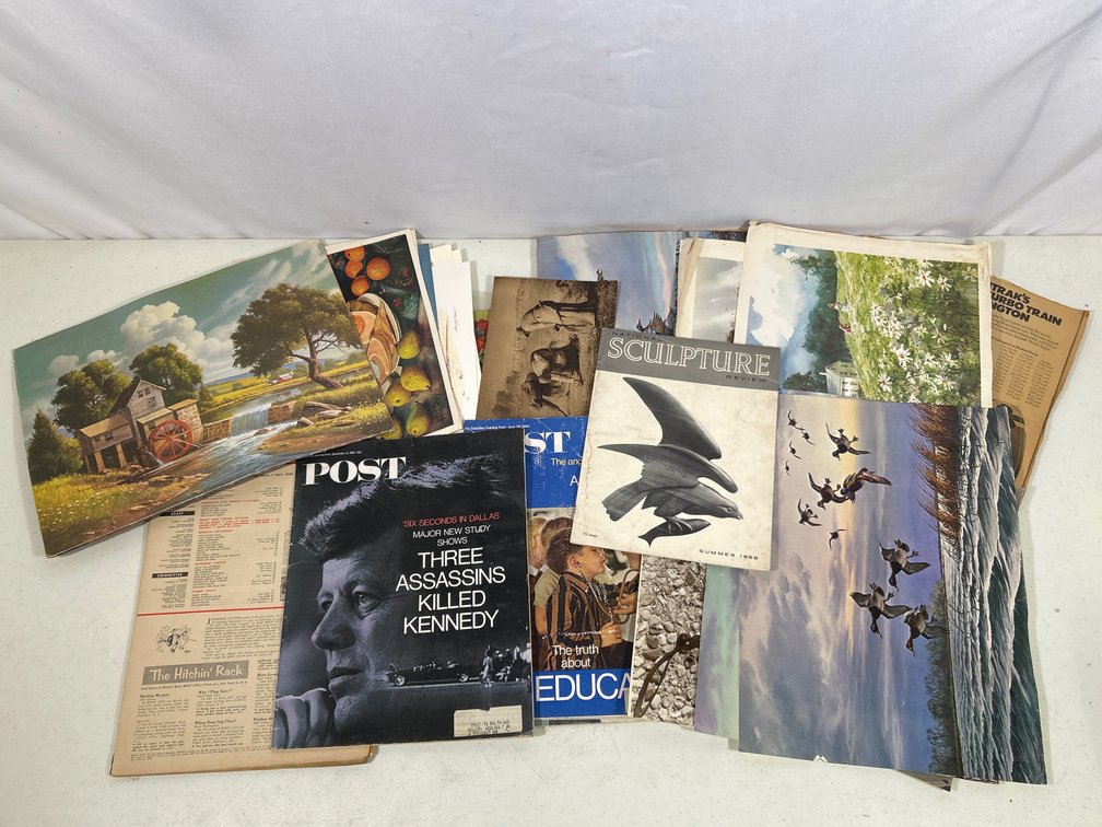 Unframed Colored Prints, Post Magazine, Post Cards, Sculpture Booklet, Other Ephemera
