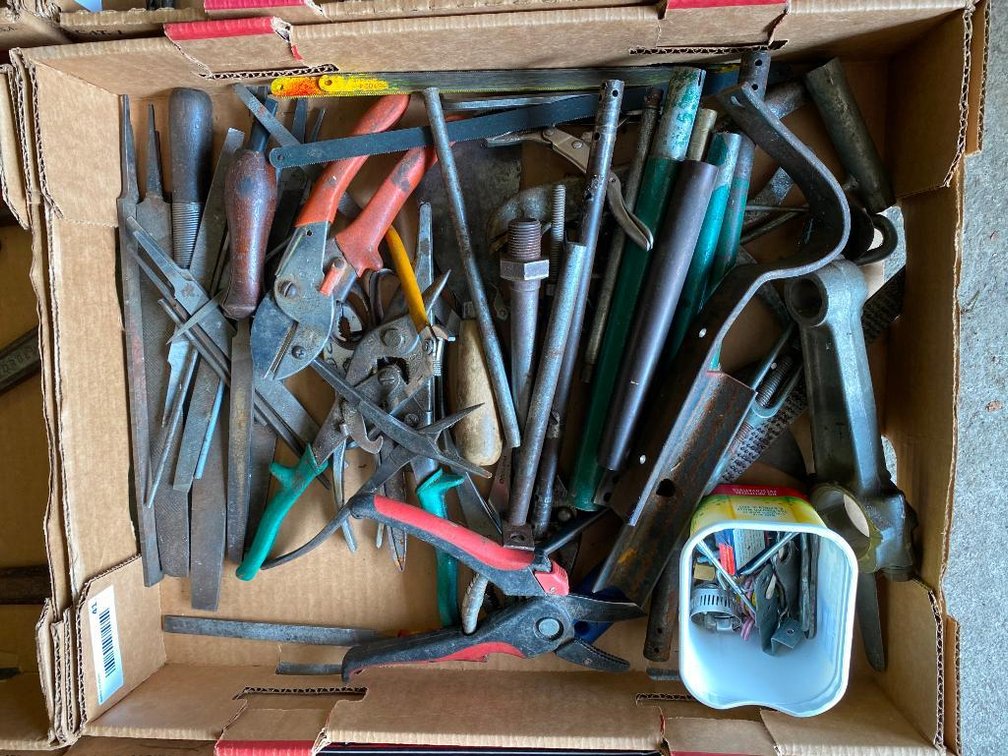 box of files shears and cutters