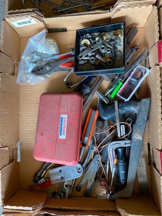 box tools, puller, bits and hand sander