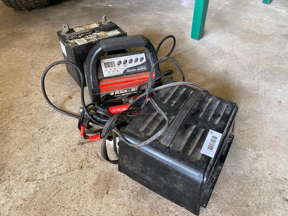 two battery chargers and battery