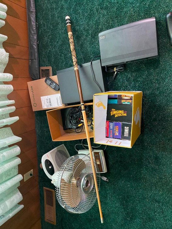 VCRs, fan, Heater, pool stick.