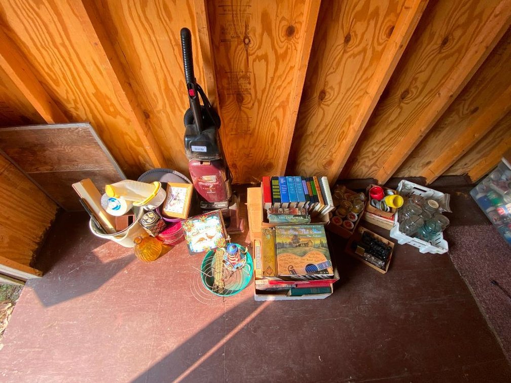 Vacuum, books, glass and train whistle.