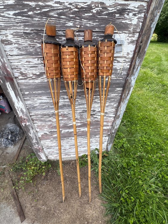Woven Bamboo Tiki Torches