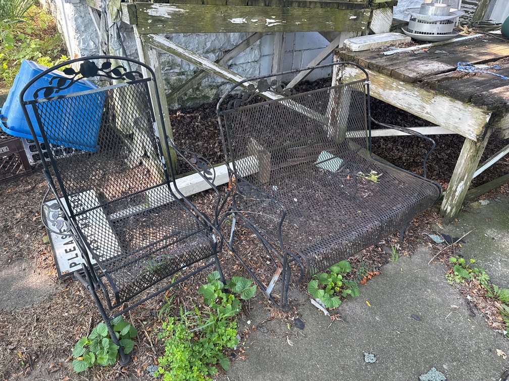 Wrought Iron Style Metal Mesh Patio Gliders
