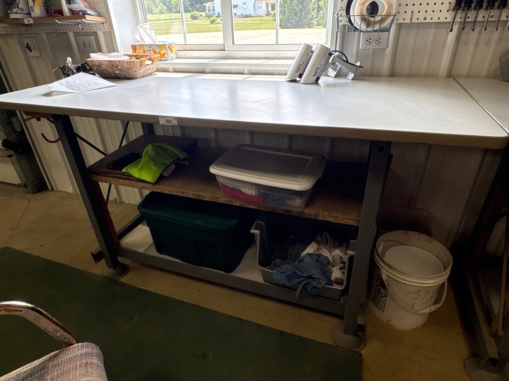 Metal Workbench, Hardware, Storage Totes & Assorted Goods