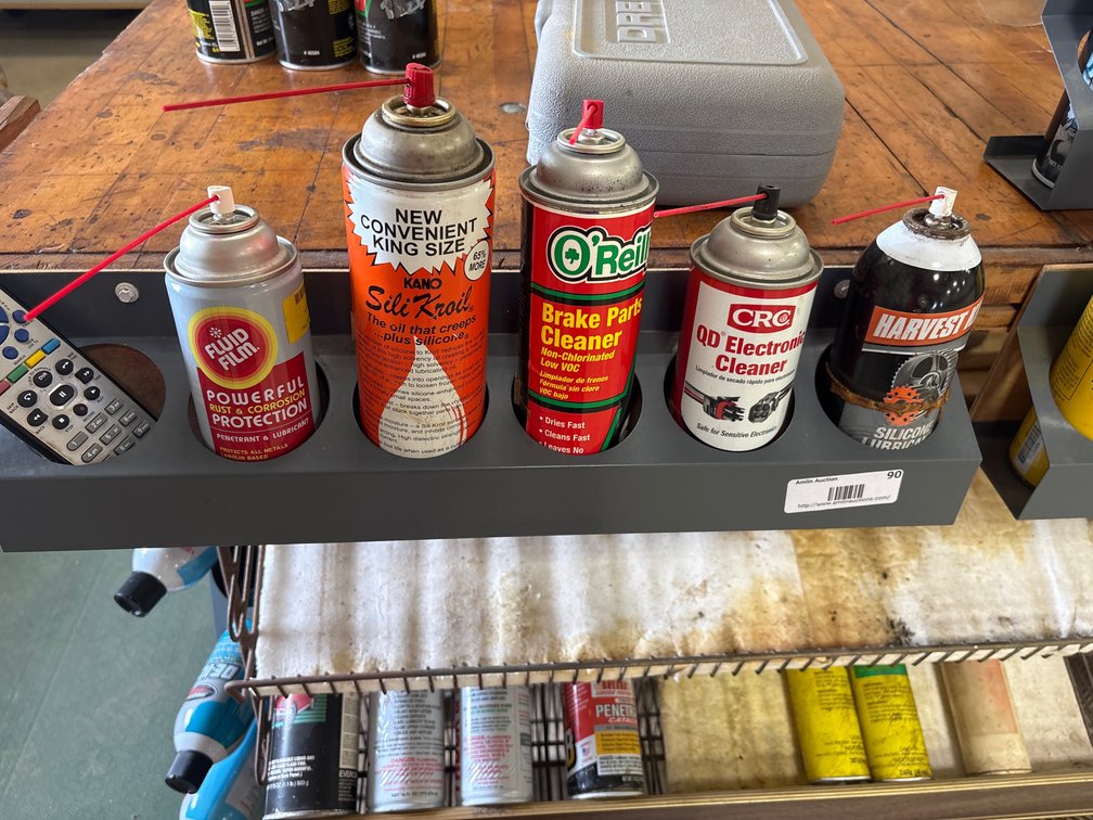 Assorted Automotive Chemicals, Lubricants & Wire Rack
