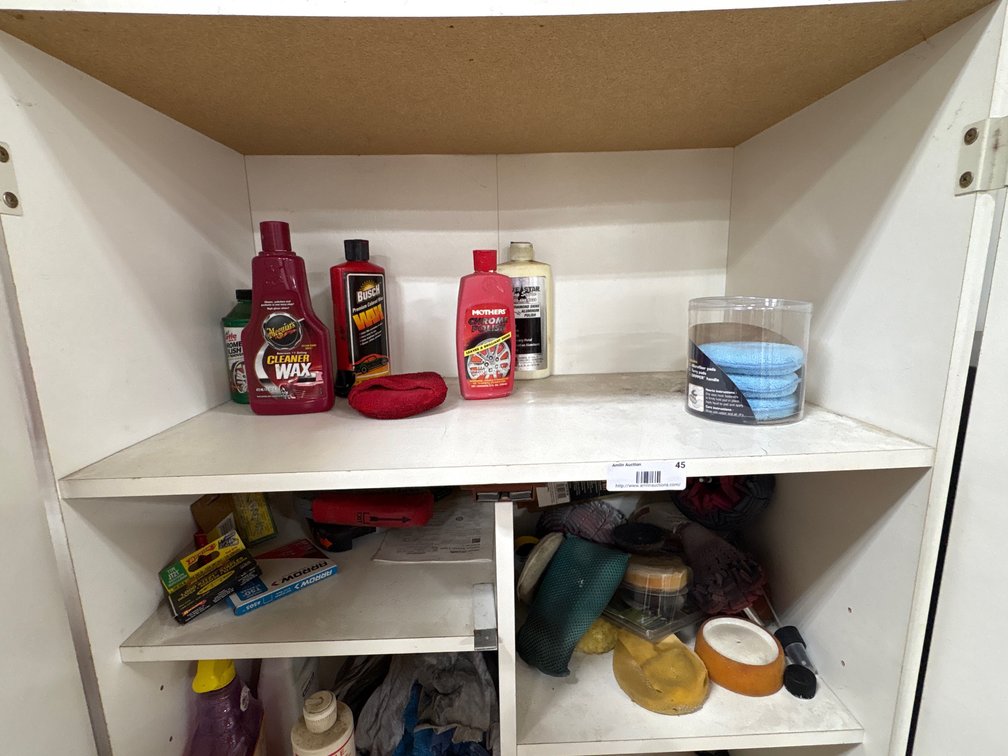 Storage Cabinet with Auto Detailing Supplies & Tools