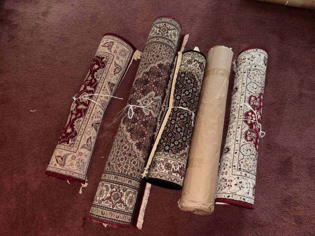 Five Rolled Oriental-Style Rugs and Runners