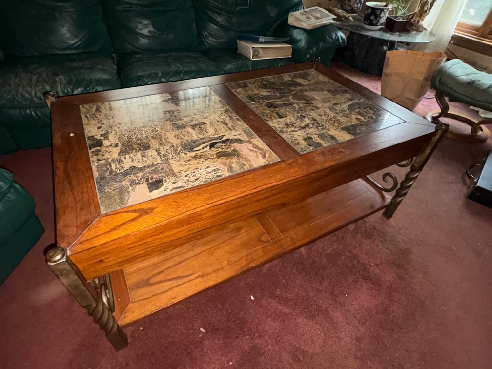 Coffee Table and Console Table with Stone Inset Tops