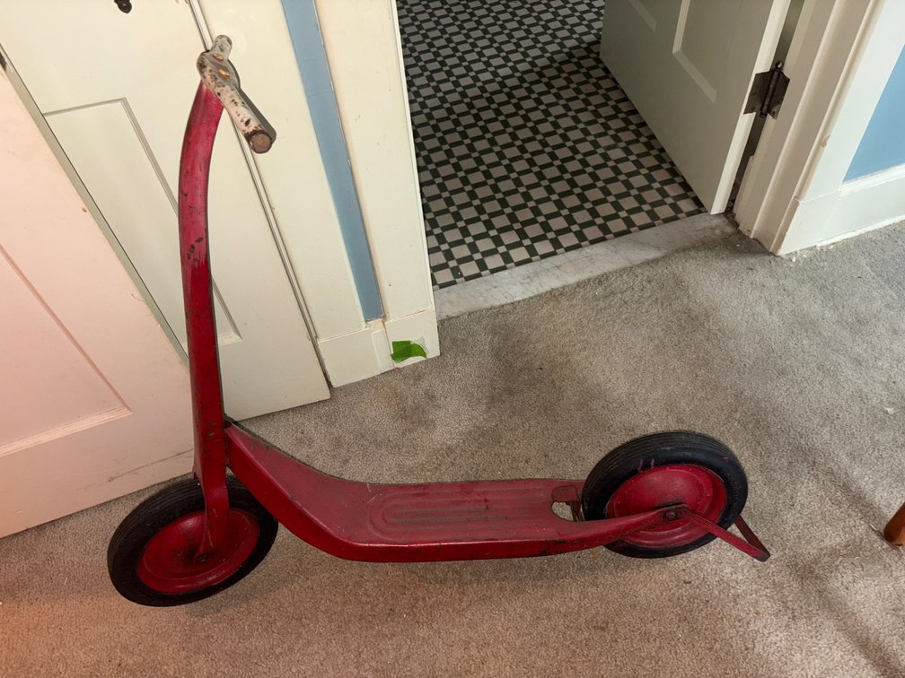 Red Pressed Steel Kick Scooter with Rubber Tires