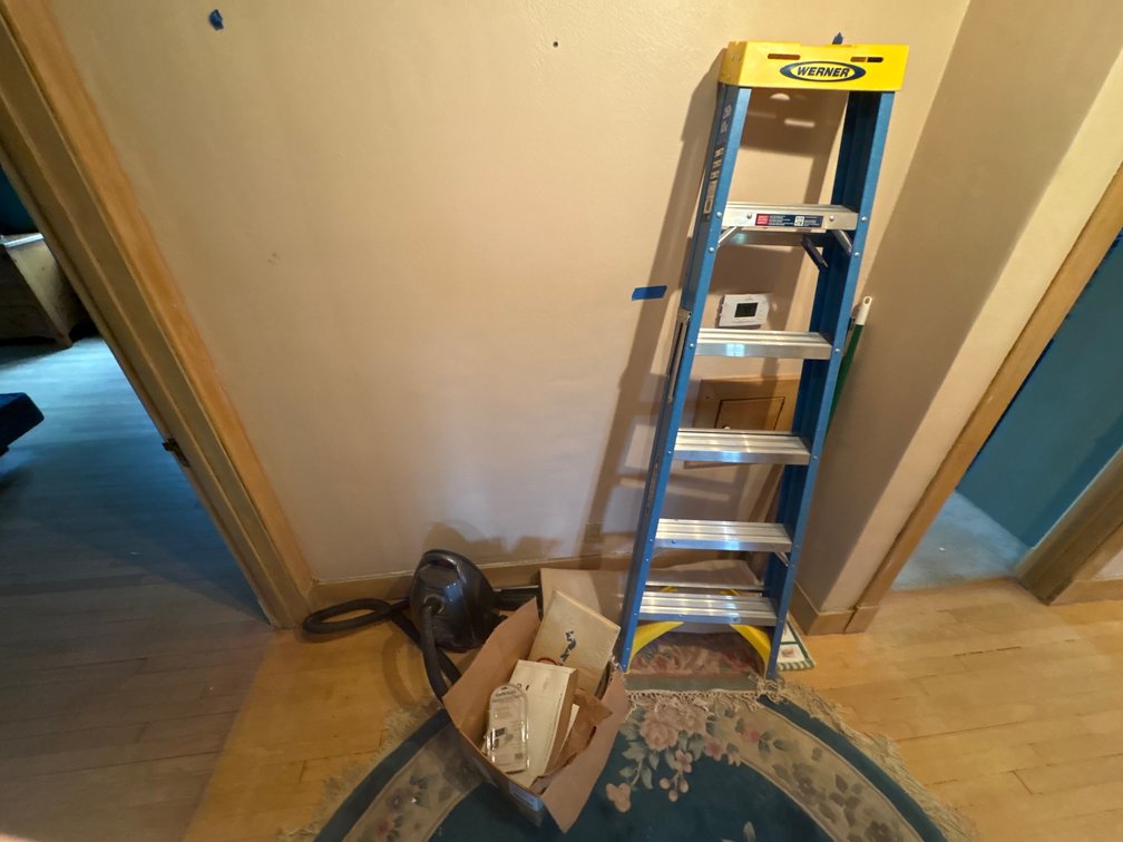 Fiberglass Stepladder, Canister Vacuum, and Hardware