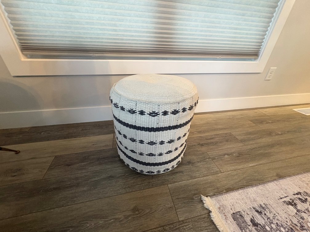 Cylindrical Woven Rope Drum Pouf Ottoman