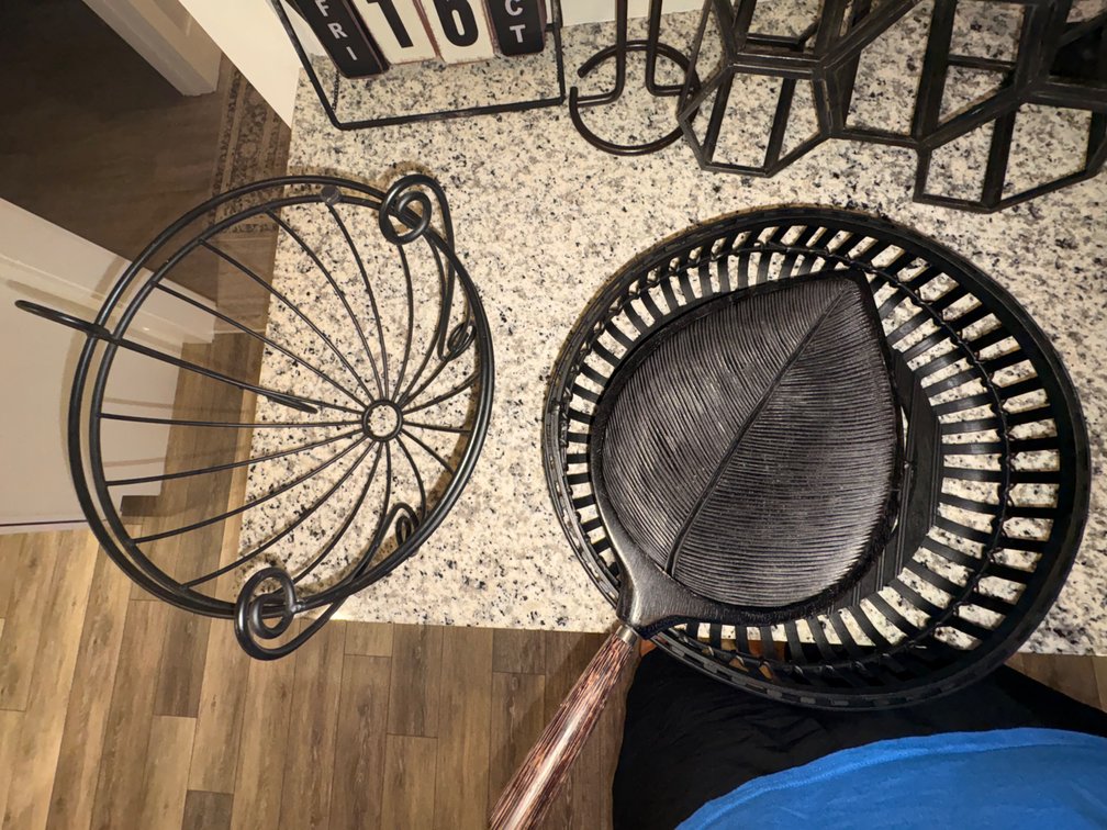 Black Wire Centerpiece Basket, Slatted Tray, and Leaf Dishes