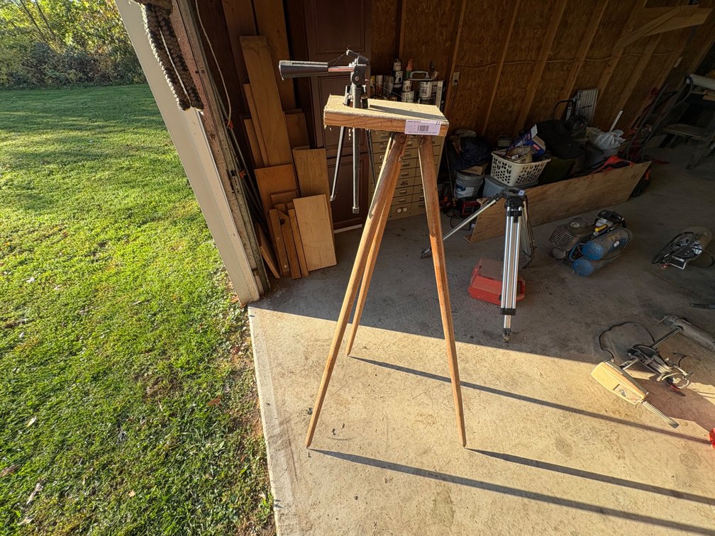 Wooden Tripod Stand with Camera Pan-Tilt Head