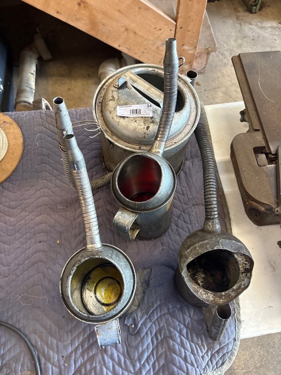 Vintage Plews Galvanized Oil Dispensers
