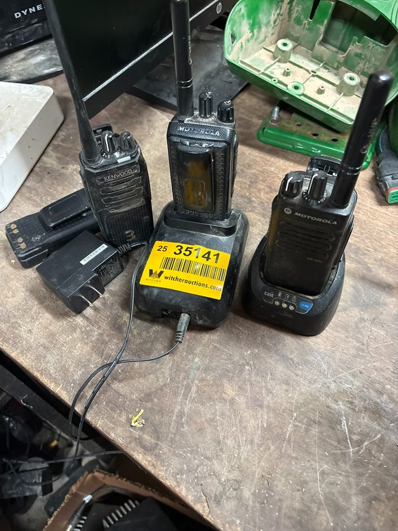 Lot of (2) Motorola XPR 3300 Hand Held Radios w/Charging Base and (1) Kenwood Hand Held Radio  Location: Site 1E