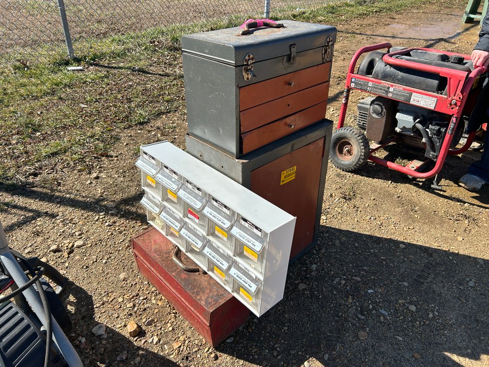 Lot of toolboxes and bolt bin Inv# 37840