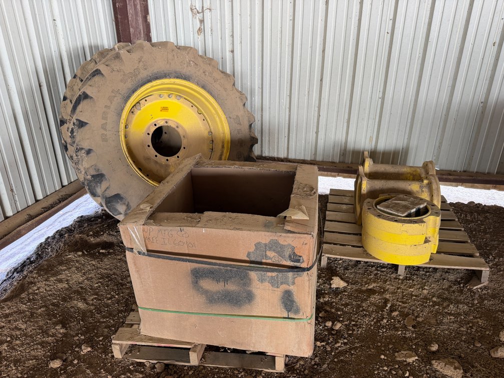 John Deere 480/70R34 Front Duals, 21" Wheel Spacers And Weights