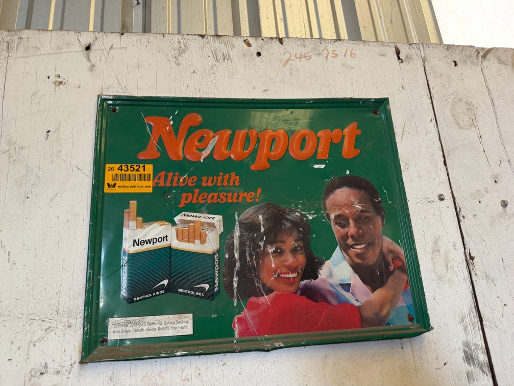 Newport Advertisement Sign - Located in Front Portion of Main Shop