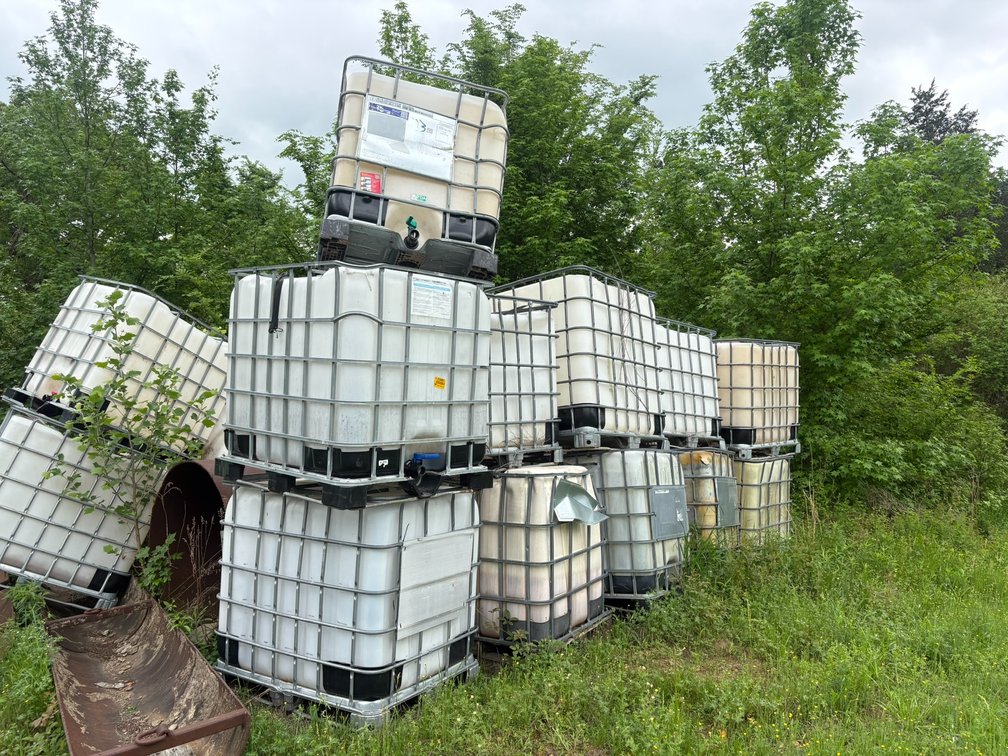 Lot of (13) Poly Tanks w/ Cage