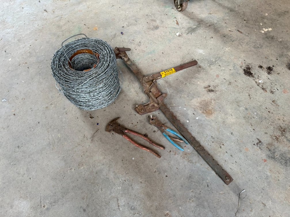 Barbed Wire, Fence Stretcher & Tools INV#51016
